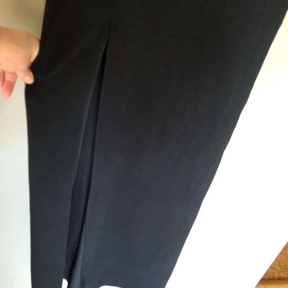 HALSTON HERITAGE Black + Silver Strapless Deep V Formal Maxi Gown Dress Size 6 - Picture 10 of 11